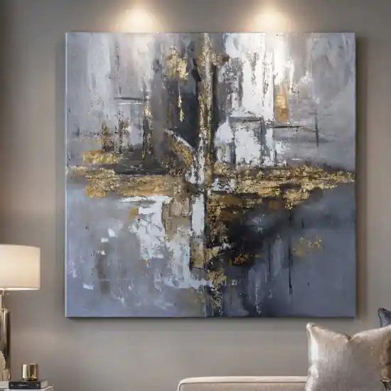 Quadro astratto moderno tracce di luce 80x80 cm dipinto a rilievo Occasione Imperdibile