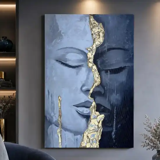 Nuovo Arrivo Quadro verticale materico sguardo interiore 80x120 cm per soggiorno