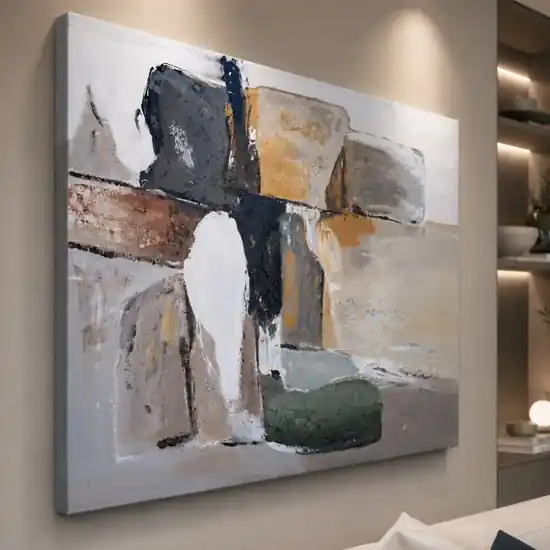 Quadro dipinto materico 100x150 cm orizzonte astratto per soggiorno Quantità Limitata