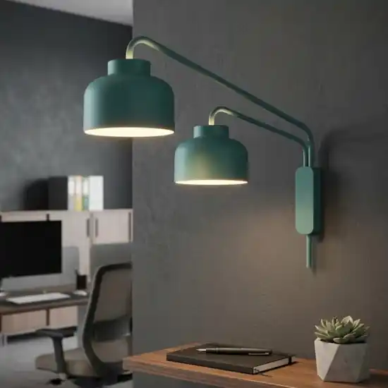 Applique da parete a due luci orientabili dimmerabile con telecomando vivida bottone petrolio Ultime Pezzi