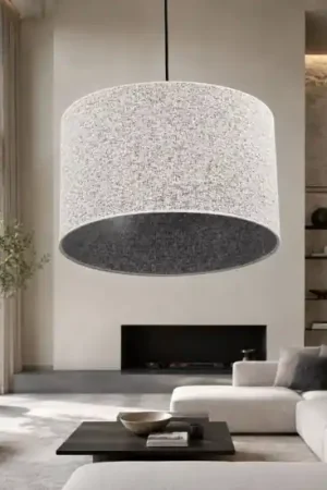 A Buon Prezzo Lampadario a sospensione cilindro di tessuto bianco nero