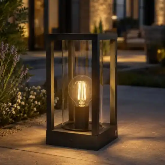 Lampione basso da giardino ip54 nero lampadine e27 Offerta Limitata