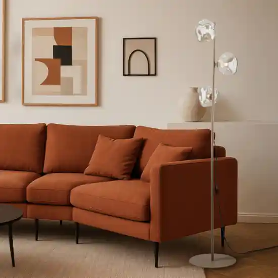 Piantana lampada da terra tortora vetri cognac per soggiorno moderno Prezzo Scontato