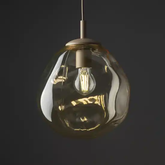 Offerta Lampo Lampada a sospensione sfera in vetro cognac 25cm design moderno