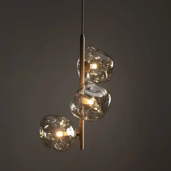 Compra Online Lampadario per camera da letto verticale design moderno vetri cognac