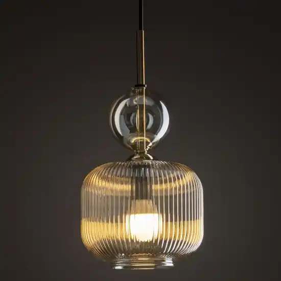 Saldi lampada a sospensione sfera di vetro ambra stile contemporaneo