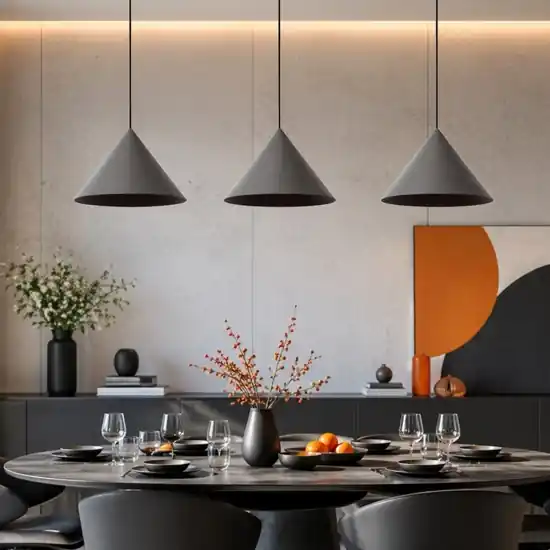 Lampadario grigio per tavolo sala da pranzo moderna 3 luci pendenti Reso Gratuito