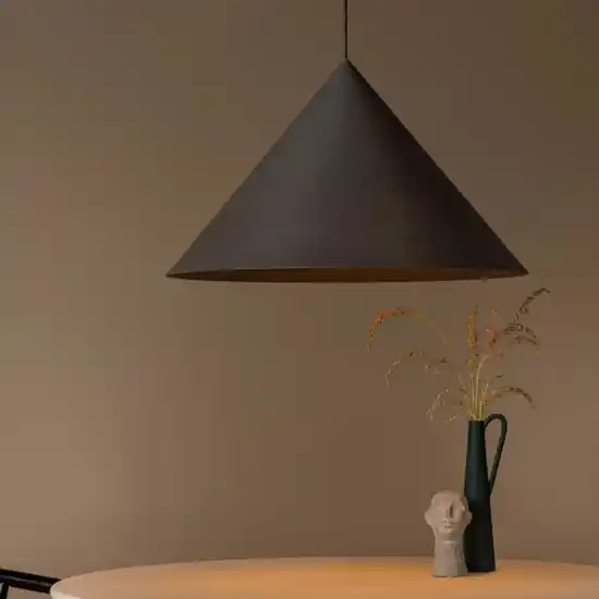 Lampadario cono 60cm di metallo grigio per cucina moderna Reso Gratuito