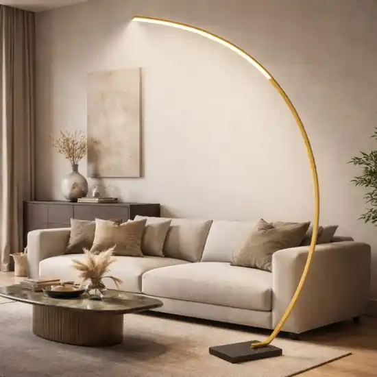 Piantana oro lampada arco base marmo nero led 15w 2700k dimmerabile Spedizione Espresso