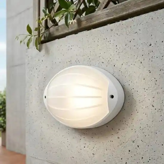 Applique bianca per esterni design ovale led 7w 4000k ip65 Reso Gratuito