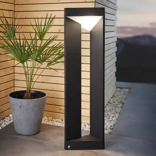 Promozione Lampione moderno da giardino nero ip54 led 3000k h80 cm