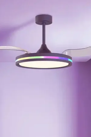 Ventilatore da soffitto pale retrattili nero moderno led cct rgb stanza 13mq Scelto Dai Clienti