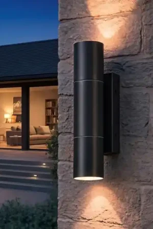 Applique cilindro 2 luci da esterno antracite anti corrosione ip65 Di Tendenza