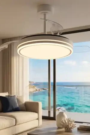 Ventilatore da soffitto 13-20mq pale retrattili bianco led con telecomando Saldi