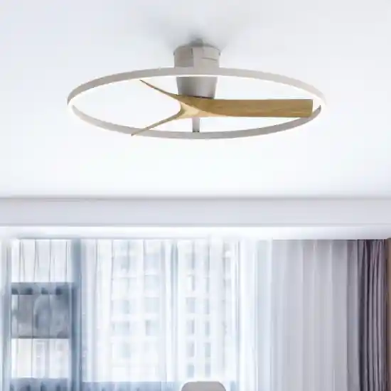 Plafoniera con ventilatore led cct bianco pale legno 13mq con telecomando Prezzo Di Fabbrica