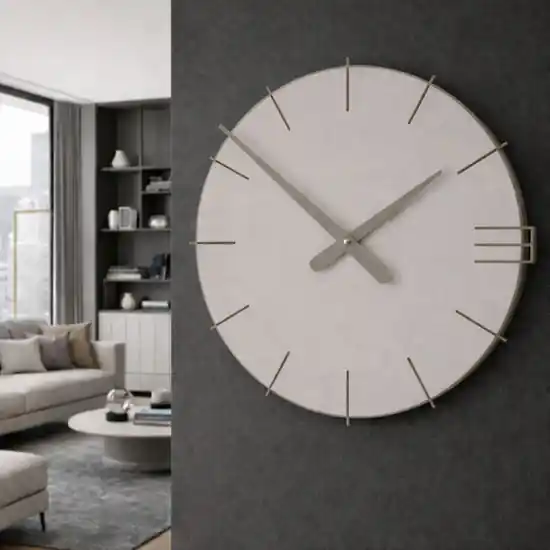 Orologio moderno da parete rotondo legno color sabbia 40cm Nuova Collezione