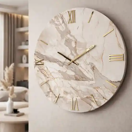 Compra Adesso Orologio rotondo da parete effetto marmo dettagli goglia oro 40cm