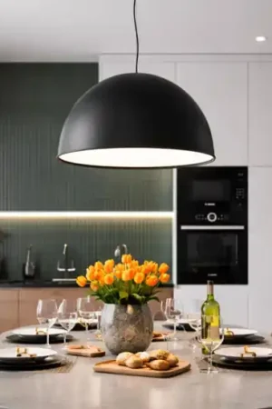 Compra Oggi Stesso Ondaluce cupola nero lampadario da cucina moderna led 50w 3000k