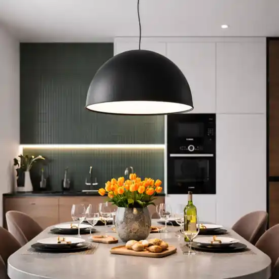 Compra Oggi Stesso Ondaluce cupola nero lampadario da cucina moderna led 50w 3000k