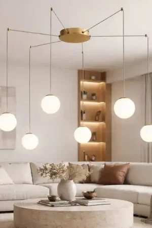 Quantità Limitata Ondaluce santos lampadario con sopensioni decentrate 6 luci vetri bianchi led 3000k