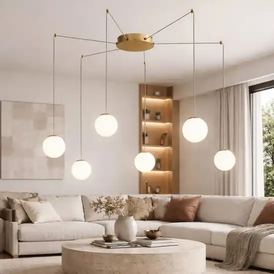 Quantità Limitata Ondaluce santos lampadario con sopensioni decentrate 6 luci vetri bianchi led 3000k