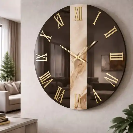 Orologio da parete 60cm tondo specchio bronzo effetto marmo caldo Compra Oggi Stesso