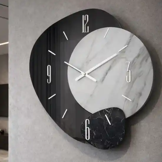 Compra Oggi Stesso Orologio da parete design moderno 80cm specchio fume resina effetto marmo