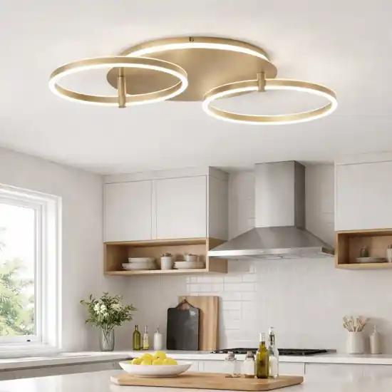 Ondaluce sabe plafoniera da cucina oro cerchi led orientabili 75w 3000k dimmerabile Scelto Dai Clienti