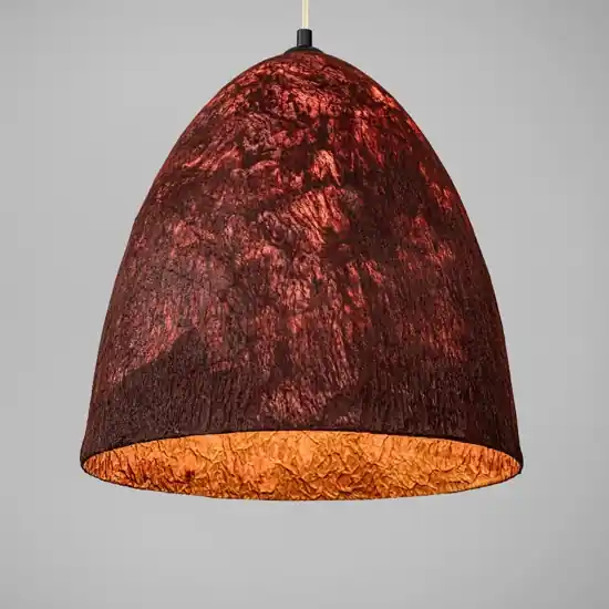 Lampadario cupola 36cm rossa a sospensione carta seta di gelso Spedito Oggi