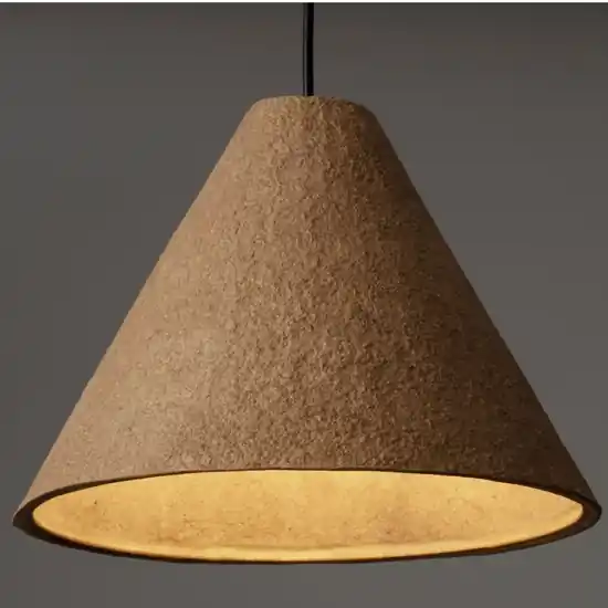 Occasione Imperdibile Lampadario sospensione cono 30cm di carta pesta rovere grezzo