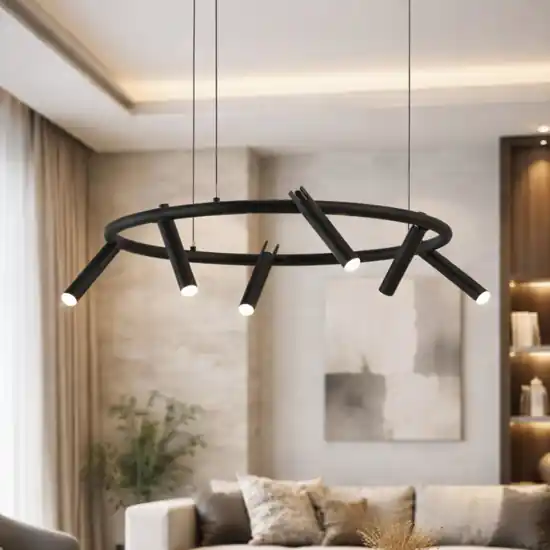 Miglior Prezzo Lampadario moderno nero 6 luci led orientabili led 3000k ondaluce teddy