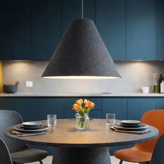 Lampadario a sospensione cono 45cm nero di cartapesta Occasione Imperdibile
