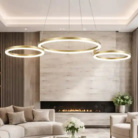 Subito Disponibile Ondaluce lampadario sabe oro 3 anelli orientabili led 75w 3000k dimmerabile
