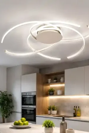 Acquista Ora Plafoniera da cucina ondaluce oro moderna led 72w 3000k dimmerabile