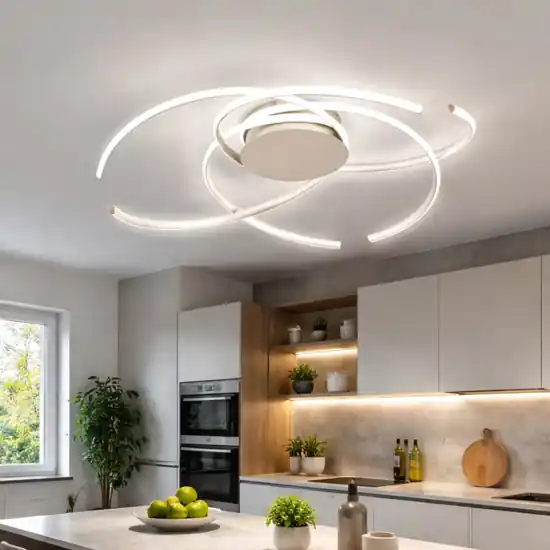 Acquista Ora Plafoniera da cucina ondaluce oro moderna led 72w 3000k dimmerabile