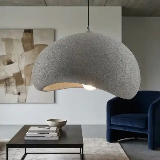 Lampadario wabi sabi antracite 40cm cupola design japandi Solo Oggi