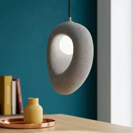 Lampada a sospensione design japandi wabi sabi grigio antracite Popolare