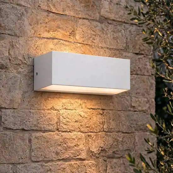 Ondaluce applique da esterno falco bianca rettangolare led 12w 3000k Professionale