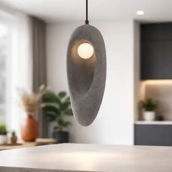 Lampada sospensione in resina wabi sabi design japandi grigio Esclusivo