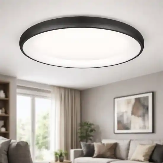 Offerta Del Giorno Plafoniera led nera 75cm tonda moderna design anello per soggiorno