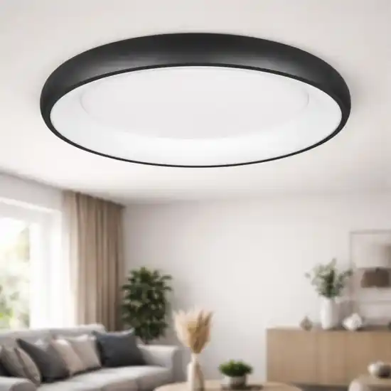 Compra Online Plafoniera rotonda nera 62cm per soggiorno moderna led dimmerabile