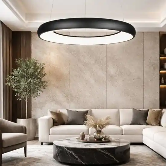 Lampadario sospensione cerchio nero 60cm led 38w 2300k 3000k 4000k moderno Acquista Ora
