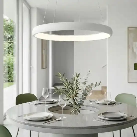 Ultima Occasione Lampadario cerchio bianco 75cm sospensione moderna per soggiorno