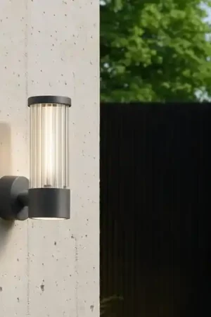 Occasione Applique da esterno led 8w 3000k grafite vetro rigato ip54
