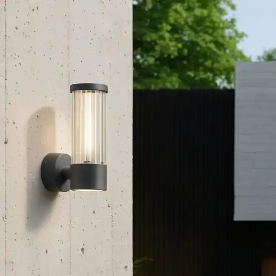 Occasione Applique da esterno led 8w 3000k grafite vetro rigato ip54