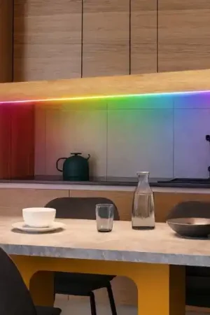 Economico Eglo lampadario a barra per cucina in legno led rgb 2700k a 6500k controllo remoto app