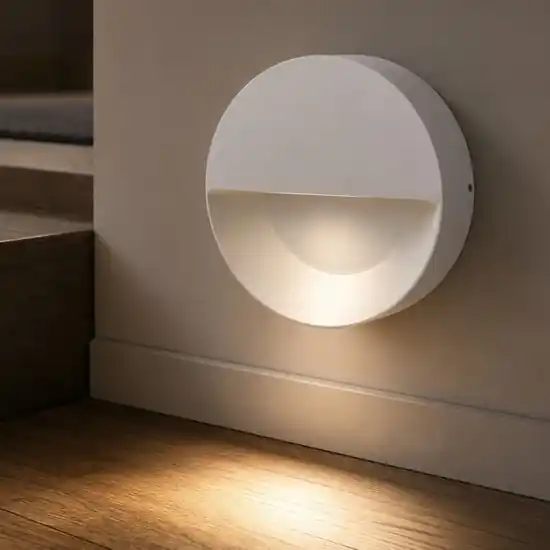 Segnapasso led da esterno a parete rotondo bianco led 6w 3000k Must-Have