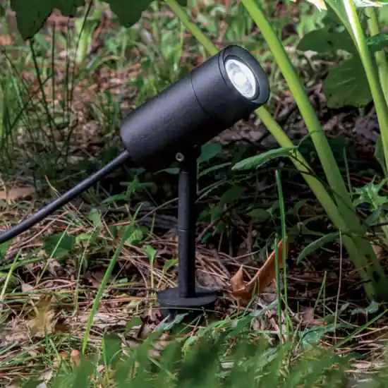 Professionale Faretto nero con picchetto per giardino led 9w cct ip65