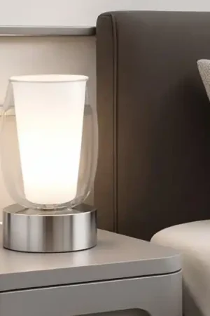 Abat jour lampada da comodino cromo design vetro trasparente Sconto