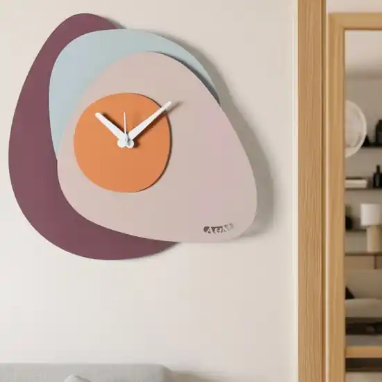 Prezzo Di Fabbrica Orologio da parete design moderno viola cenere e pesca